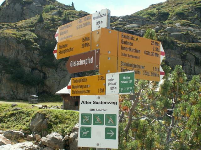 Wegweiser beim Steingletscher