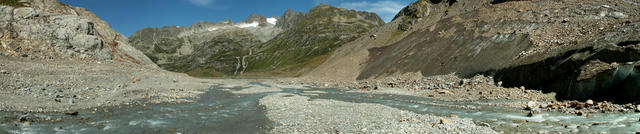 Breitbildfoto vor dem Steingletscher