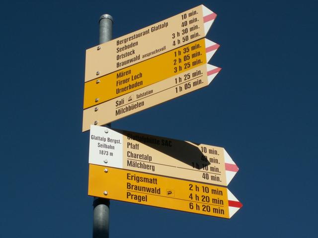 Wegweiser bei der Bergstation