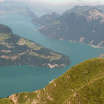 schönes Breitbildfoto vom Fronalpstock aus gesehen, mit Blick runter zum Vierwaldstättersee