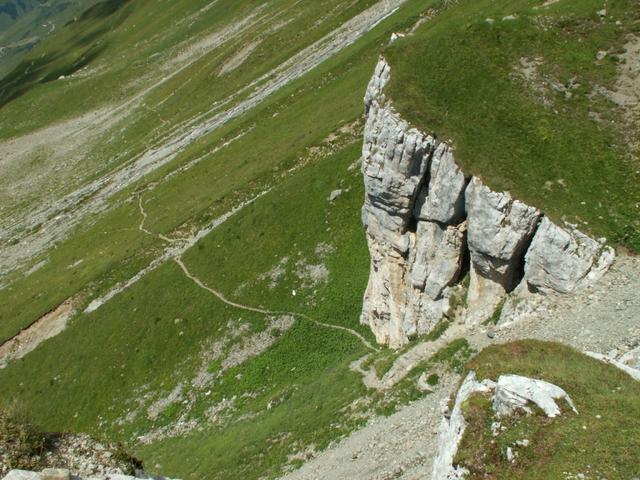 durch das Couloir geht es runter. Sieht schlimmer aus als es ist