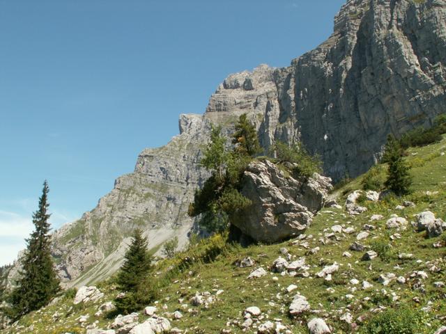 hier kommen immer wieder Felsbrocken runter