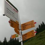 Wegweiser bei Schwändeli 1025 m.ü.M.