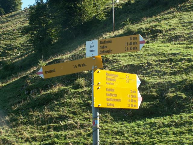 Wegweiser bei Aberli 1085 m.ü.M.