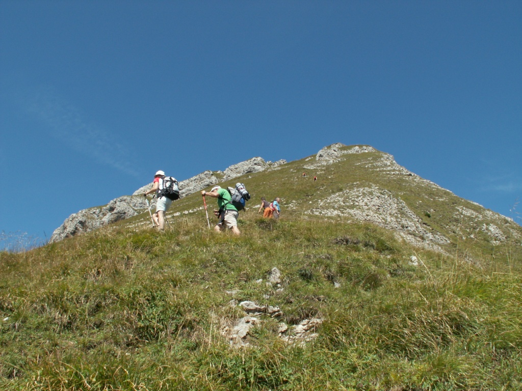 jetzt geht es steiler aufwärts zum Gipfel