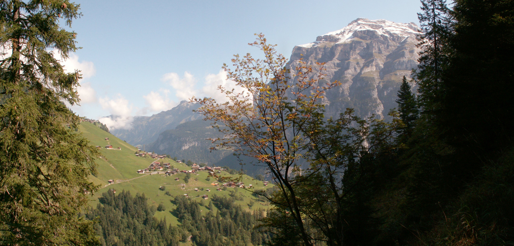 Blick auf Gimmelwald mit Schwarzmönch