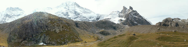 Breitbildfoto vom Oberhornsee aus gesehen mit Blick Richtung Breithorn