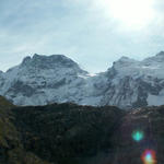 Breitbildfoto Jungfrau, Äbeni Flue, Mittaghorn, Grosshorn und Breithorn