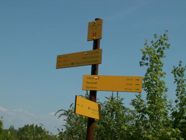 Wegweiser beim Pont du Fier