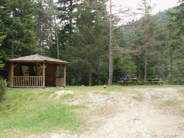 Schutzhütte Abri d'Aiguebelle. Schön gelegen mitten im Wald