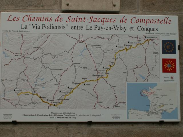Tafel der Via Podiensis von Le Puy en Velay nach Conques