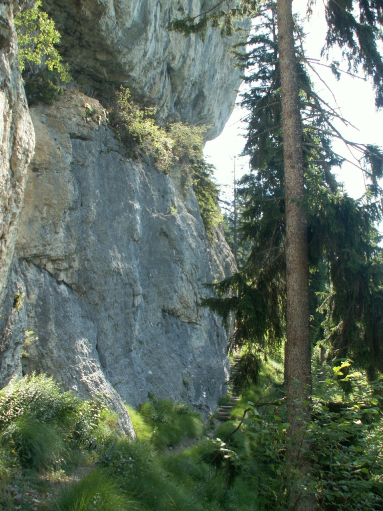 alles der Felswand entlang schlängelt sich der Weg