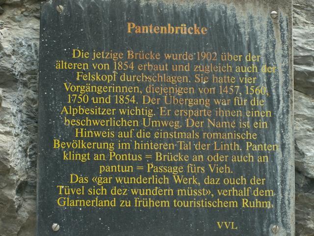 Hinweistafel bei der Pantenbrugg