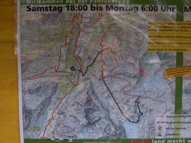 Hinweistafel Bauarbeiten Limmernstausee-Muttseehütte