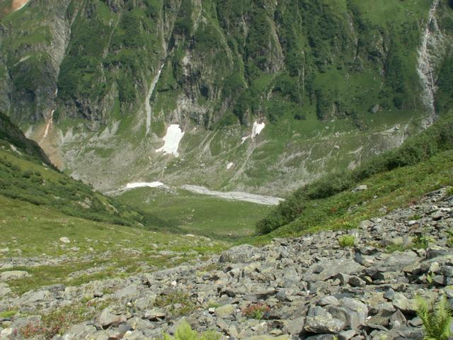 Bei Ölplanggen 1937 m.ü.M. mit Blick runter zur Alp Tentiwang