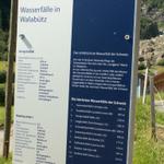 Informationstafel zu den Wasserfällen