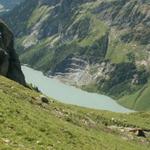 Blick runter zum Lac de Pigniu