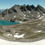 Breitbildfoto vom Lavtinasattel mit Blick Richtung Wildsee, Wildseeluggen und Wildseehörner