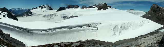 Breitbildfoto mit Schärhorn, Chammliberg, Clariden und Windkessel